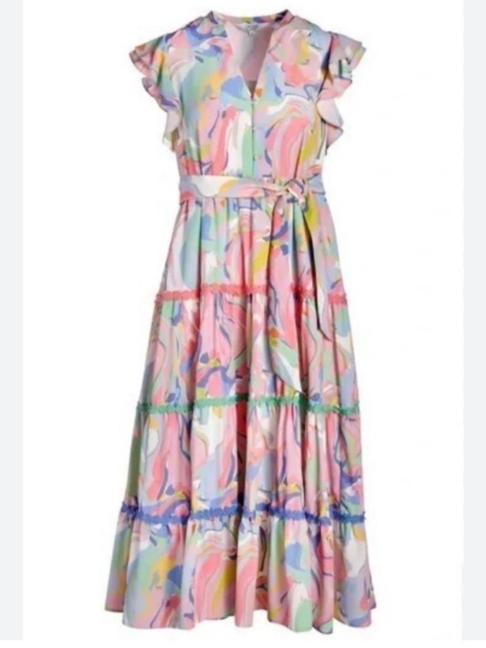 Crosby by Mollie Burch Kemble Dress Palm Beach Marble Print Maxi M Flowy